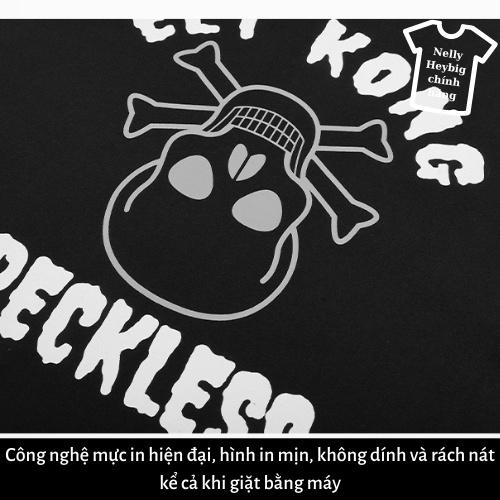 Áo phông Nelly Heybig cộc tay dành cho nam và nữ, áo thun form rộng in hình đầu lâu phong cách