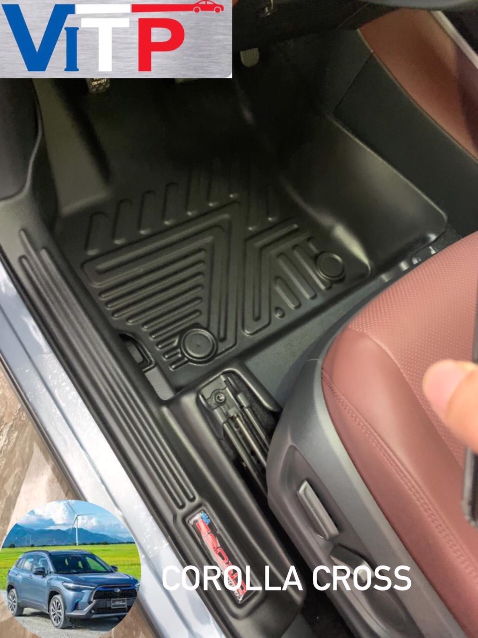 Thảm sàn ViTP Toyota Corolla Cross Tràn Viền Bậc Cửa