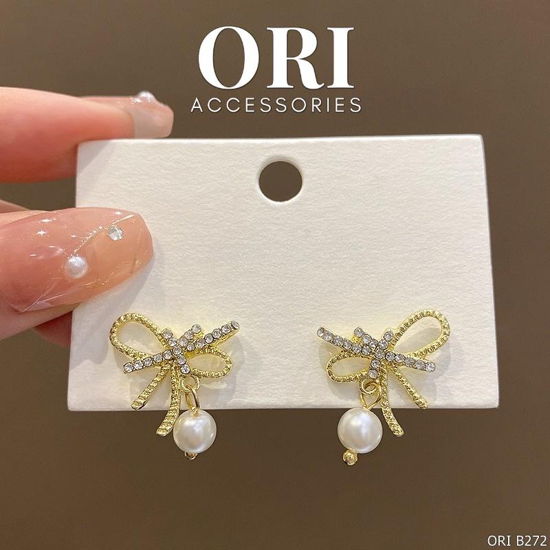 Bông tai nữ Nơ đính đá Kelsey độc đáo cá tính ORI ACCESSORIES B272