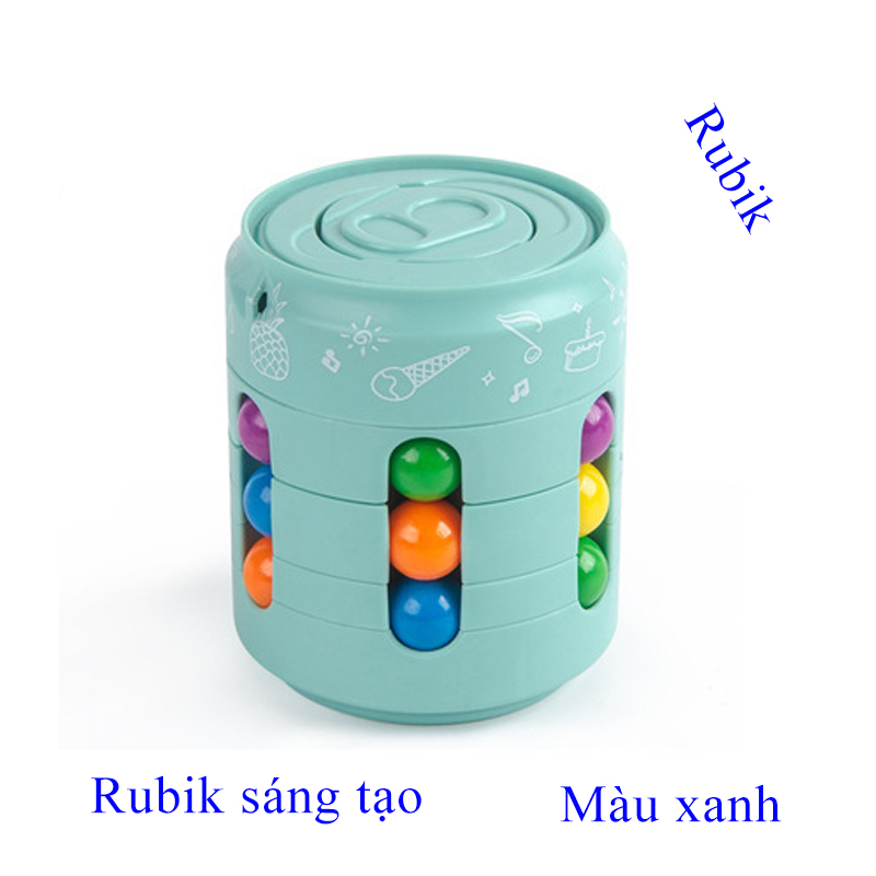 Đồ chơi xếp hình khối rubik dạng lon coca xoay 360 độ nhiều màu sắc 6 mặt hạt đậu