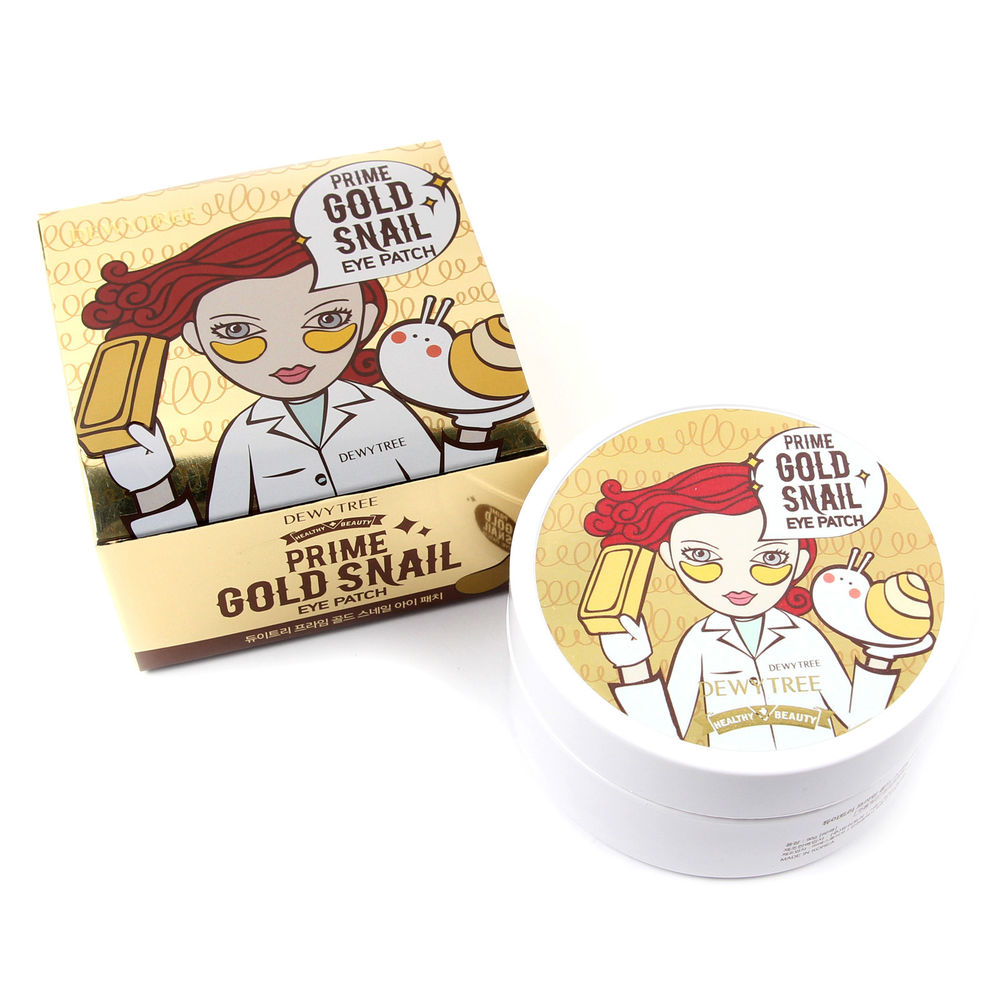 Hộp 60 Miếng Mặt nạ giảm quầng thâm và nếp nhăn vùng da mắt Dewy Tree Prime Gold Snail Eye Patch + Tặng Kèm 1 Băng đô nhung tai mèo xinh xắn (màu ngẫu nhiên)