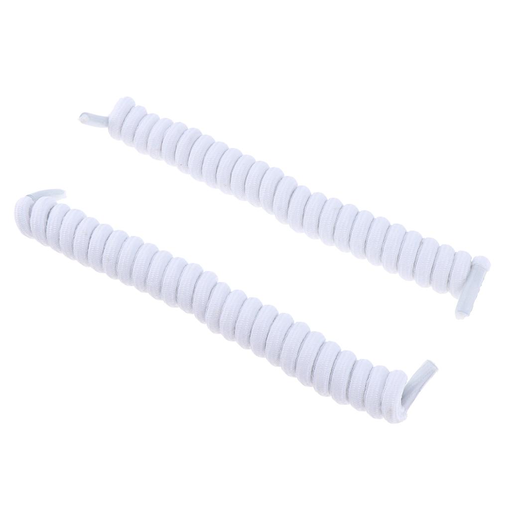 2xElastic No Tie Shoe Laces Curly Shoelaces for Adult & Kids Trainers White