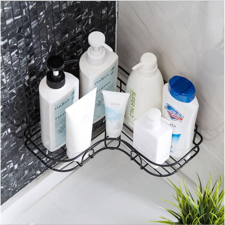 Kệ góc nhà tắm/Kệ đựng gia vị nhà bếp phun sơn tĩnh điện dán tường siêu dính trong nhà tắm, nhà bếp tiện dụng