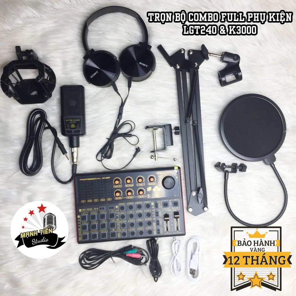 trọn bộ combo micro LGT240 + sound card K3000 + full phụ kiện livestream karaoke thu âm bảo hành 12