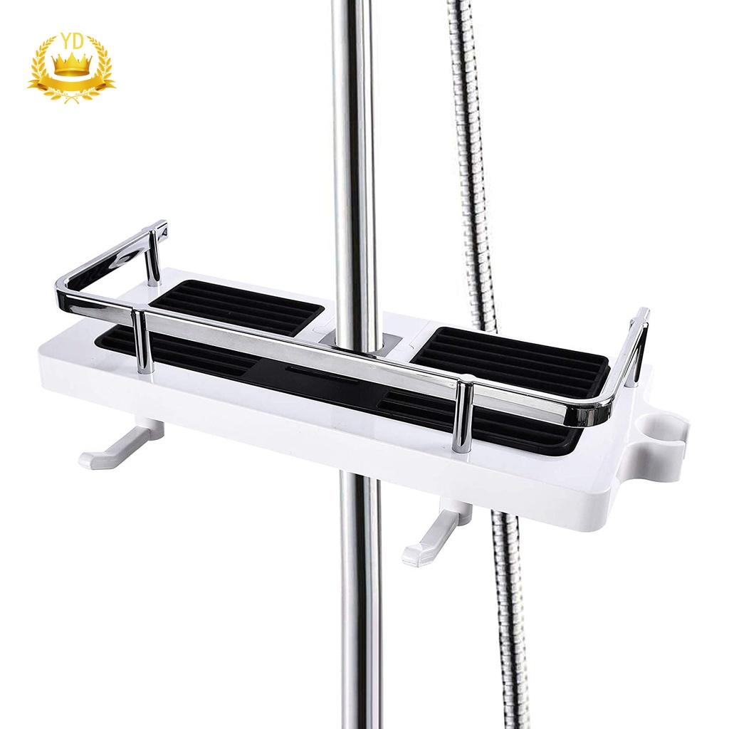 Shower Organizer Shelf with 2 Hooks Holder for Soap and Flasks Without Wall Drilling Rail Bathroom Organizer Holder for Shampoo HB