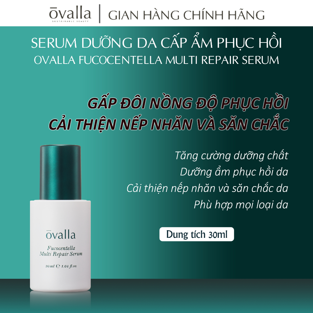 Tinh Chất Dưỡng Phục Hồi OVALLA Repair Serum Giúp Dưỡng Ẩm Phục Hồi Da, Giảm Nếp Nhăn Và Sáng Da (Chai 30ml)