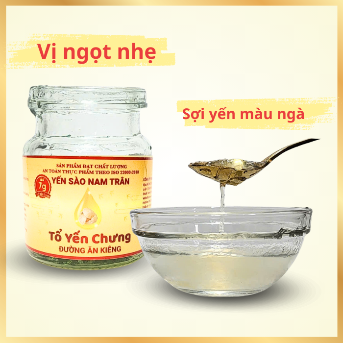 [Set 10 lọ Không hộp] Yến chưng Đường Ăn Kiêng 7 gram Tổ Yến Tươi- Yến Sào Nam Trân. Lọ 70 ml