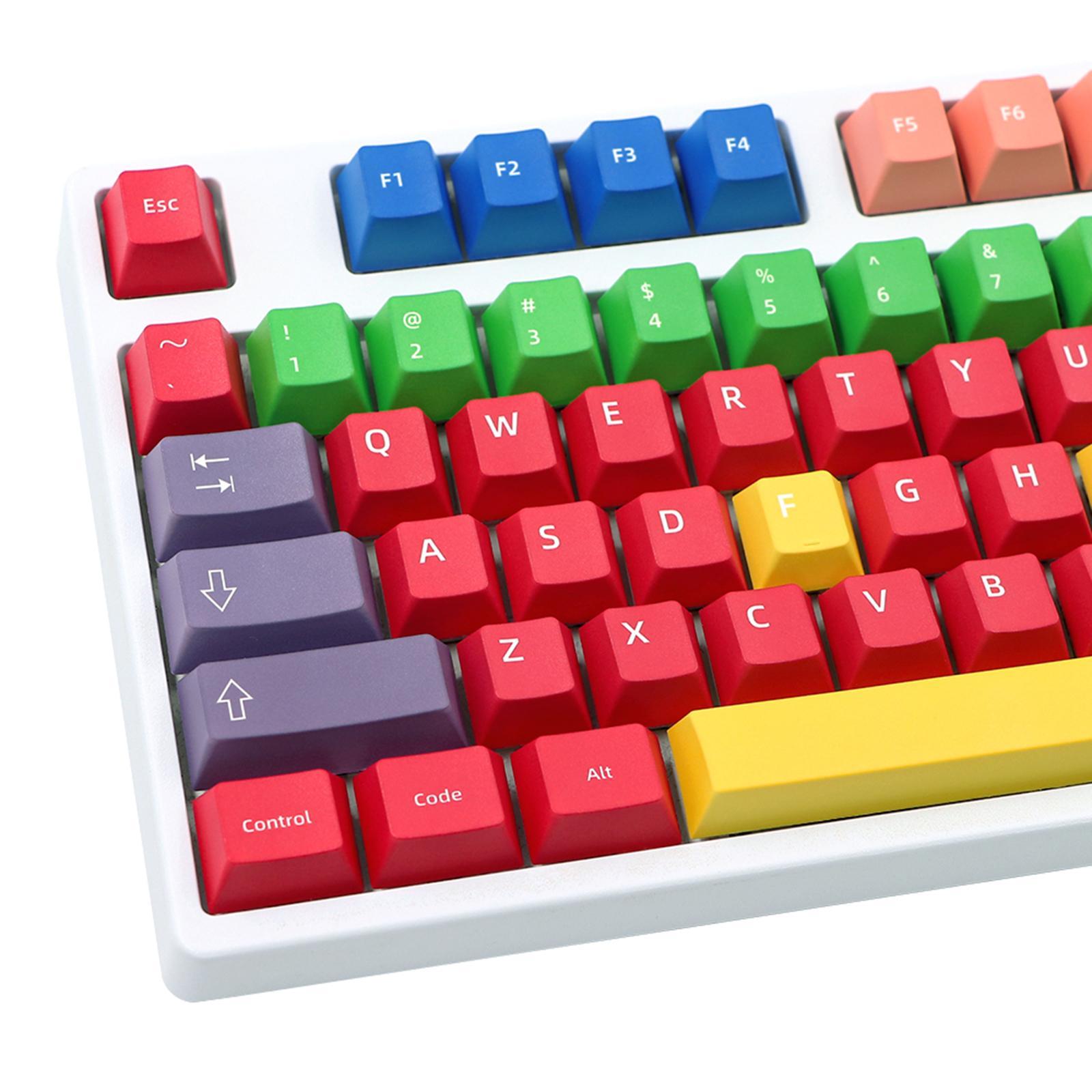 112 Keys, Plastic Rainbow Keycaps Double Shot Switches DIY Keyboard Accessories for Cherry MX 68 72 87 Keys Mechanical Keyboards Gaming ,Only Keycaps
