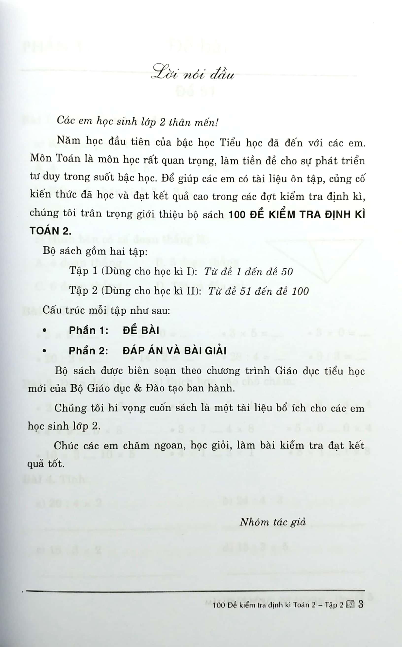 100 Đế Kiểm Tra Định Kì Toán Lớp 2 - Tập 2