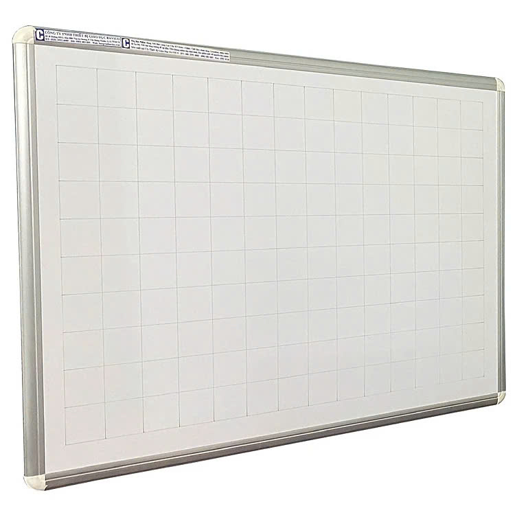 Bảng Viết Bút Lông Polyester Taiwan Bavico Trắng - Có kẻ ô ly vuông - Kích thước 60x100cm