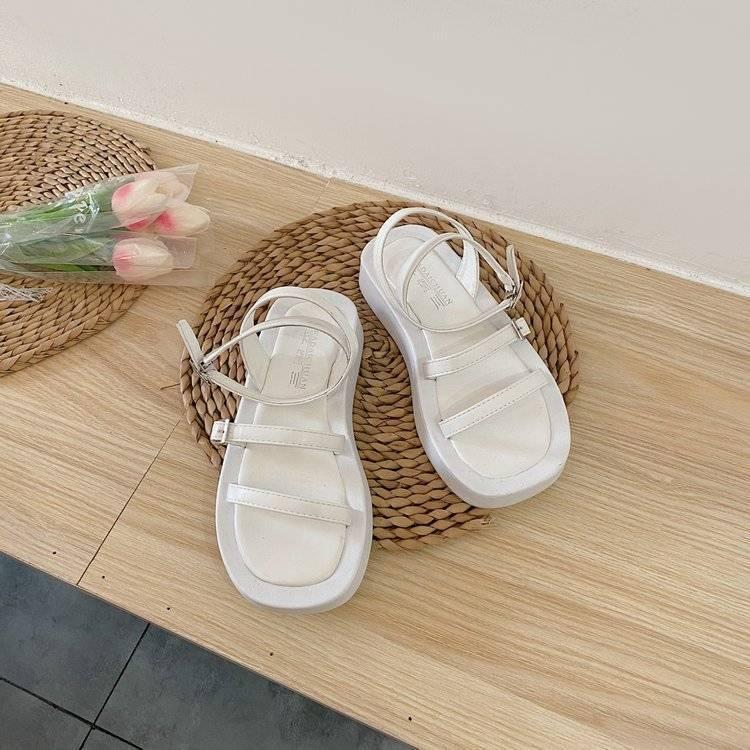 Giày sandal quai hậu nữ đế bằng dây ngang mảnh phong cách Hàn Quốc cá tính - Mã S62