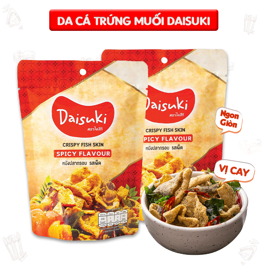 Combo 2 gói da cá trứng muối cay Daisuki Thái Lan (30g/gói)