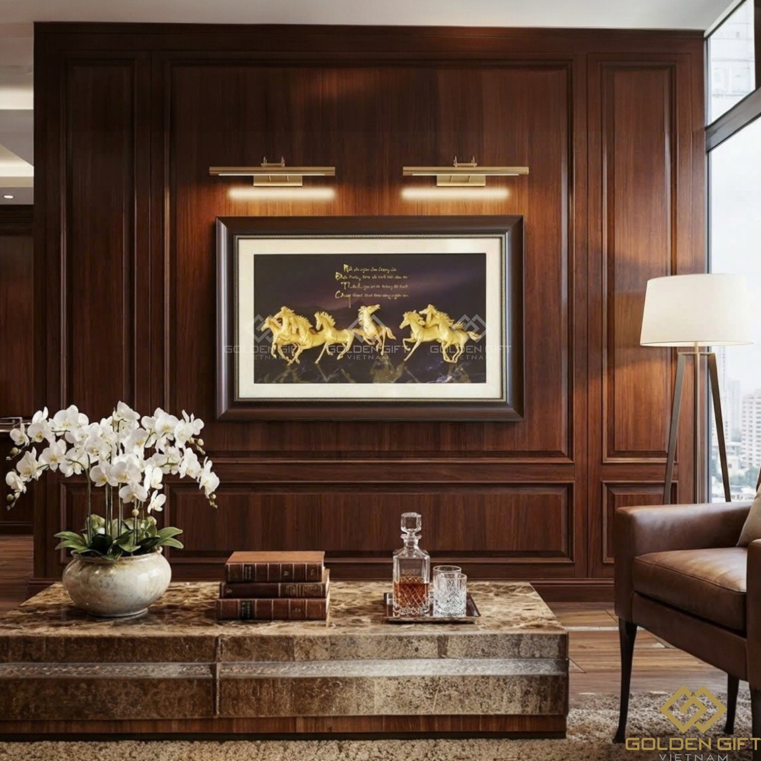 Tranh Bát Mã truy phong mạ vàng - Tranh mã đáo thành công mạ vàng độc đáo: Quà tặng sếp, tân gia, mừng lên chức