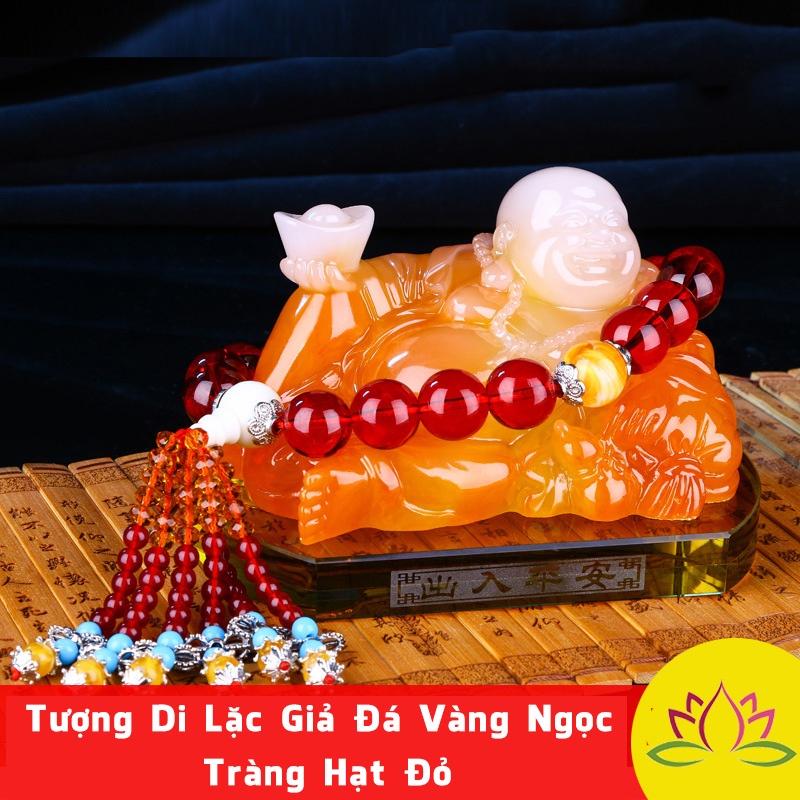 Set Tượng Phật Di Lặc Trang Trí Taplo Ô Tô Màu Vàng Ngọc Kèm Chuỗi Hạt Và Nước Hoa - Để Bàn Làm Việc Văn Phòng