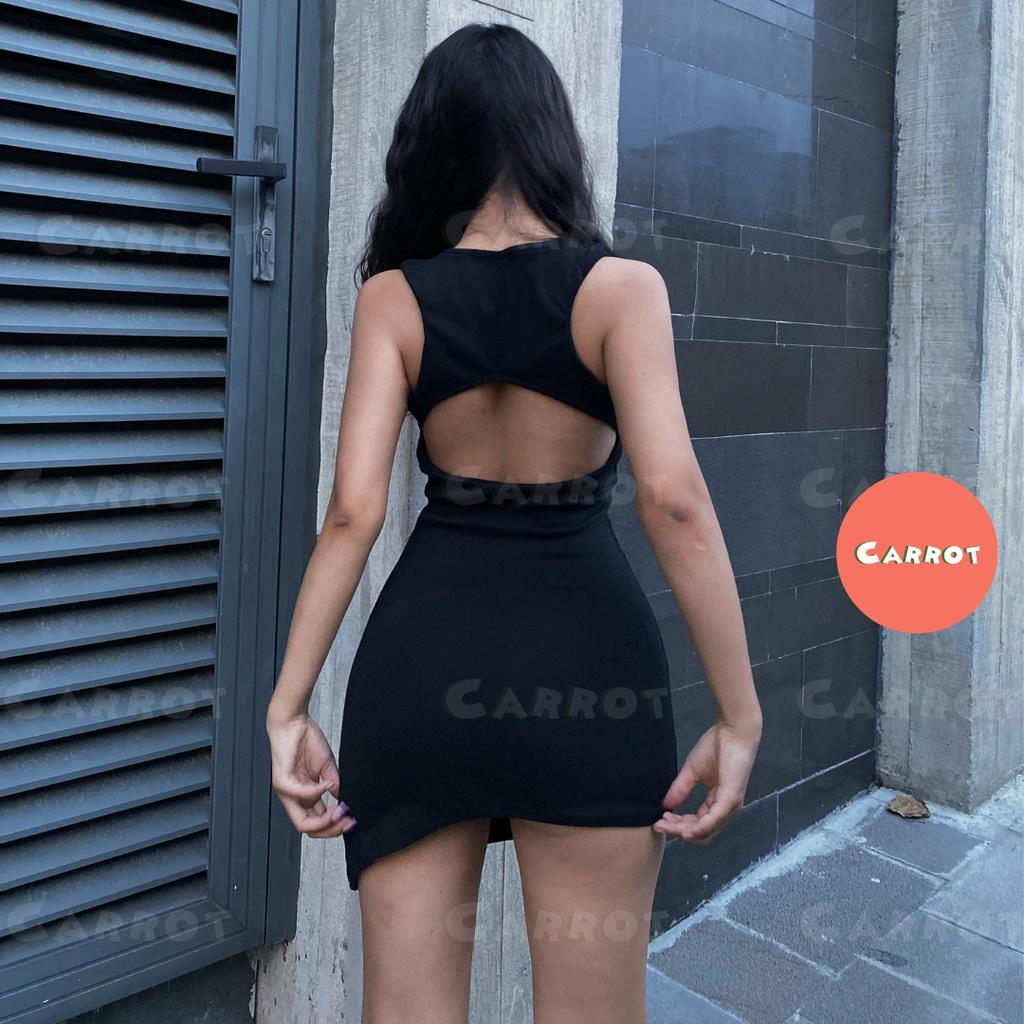 Đầm body đẹp basic ôm ba lỗ sát nách khoét lưng quyến rũ dễ thương thời trang nữ trendy carrotxinhdep