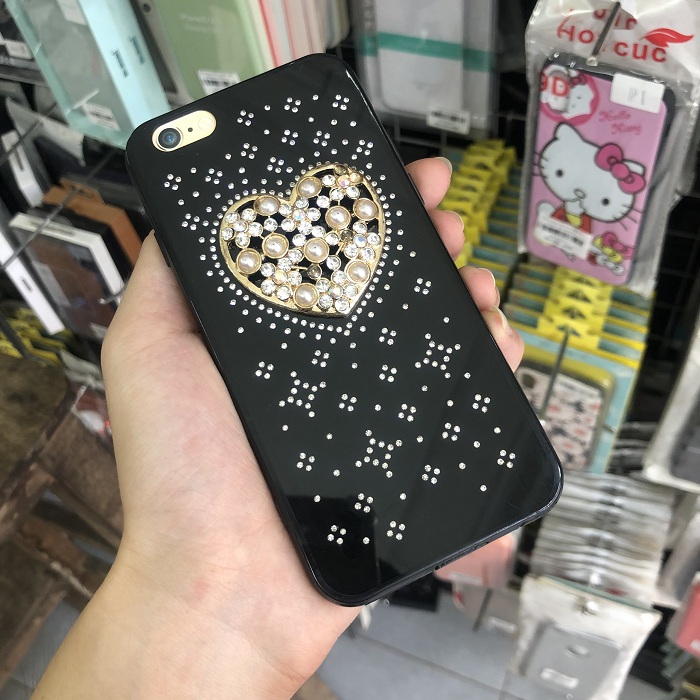 Ốp lưng viền silicon chống sốc đính đá dành cho iPhone 8