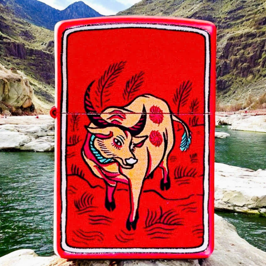 Bật lửa Zippo Year of the Ox - Phiên Bản 12 Con Giáp (Tuổi Sửu) Thiết Kế Việt Nam, Sơn Tĩnh Điện Đỏ May Mắn Chính Hãng