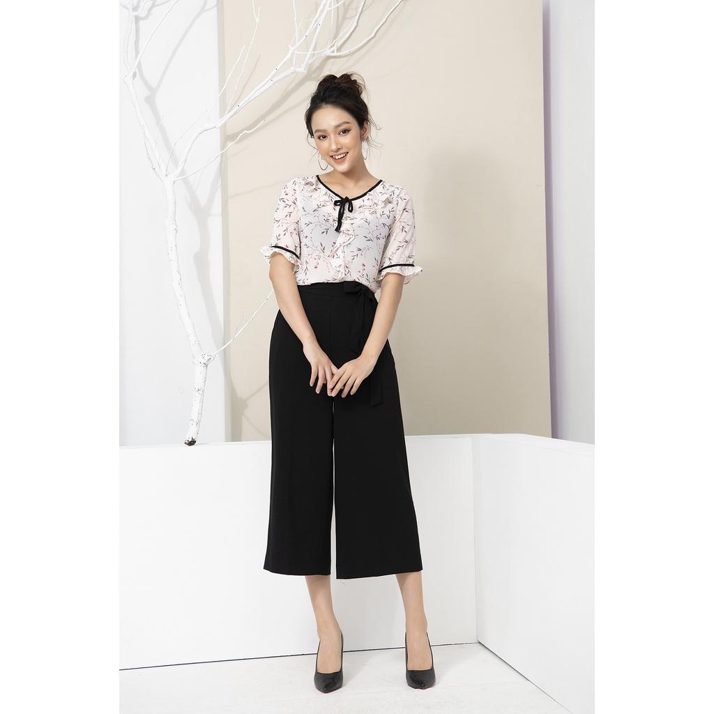 Quần culottes ống lửng đai nơ LUPERI chất liệu đũi xước không nhăn không xù LFCL769