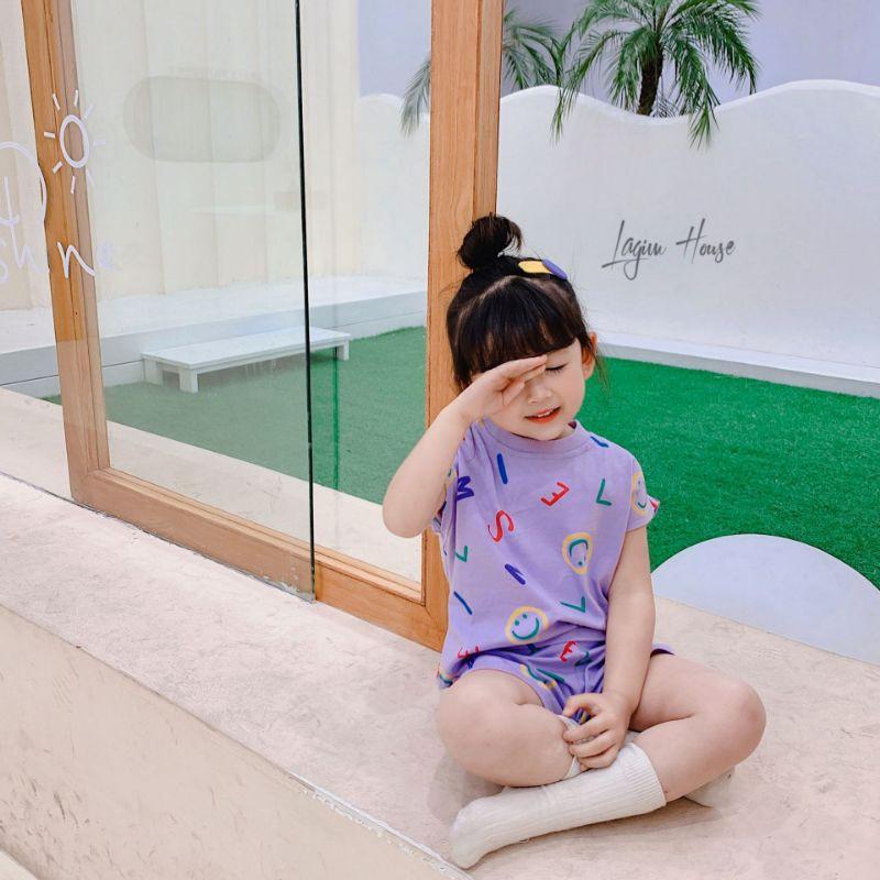Bộ đồ hè màu tím cho bé gái mẫu mới 2021