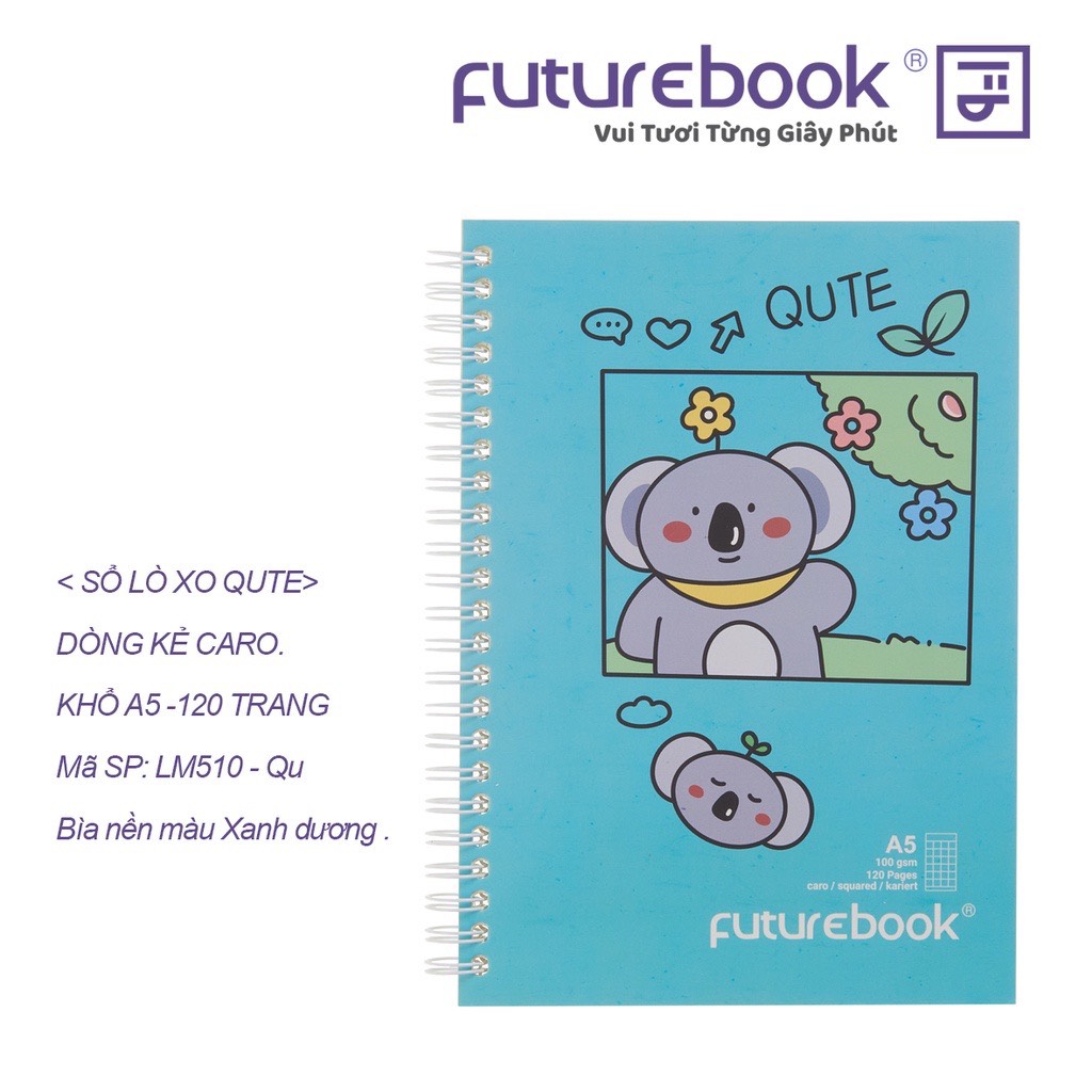 Sổ Lò Xo QUTE A5- Caro- 120 Trang. MSP: LM510-Qu. Phong cách Hàn Quốc. VPP FUTUREBOOK. Giao mẫu ngẫu nhiên.