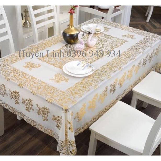 Khăn trải bàn rộng 150cm dài 228cm, sản phẩm như hình shop đăng