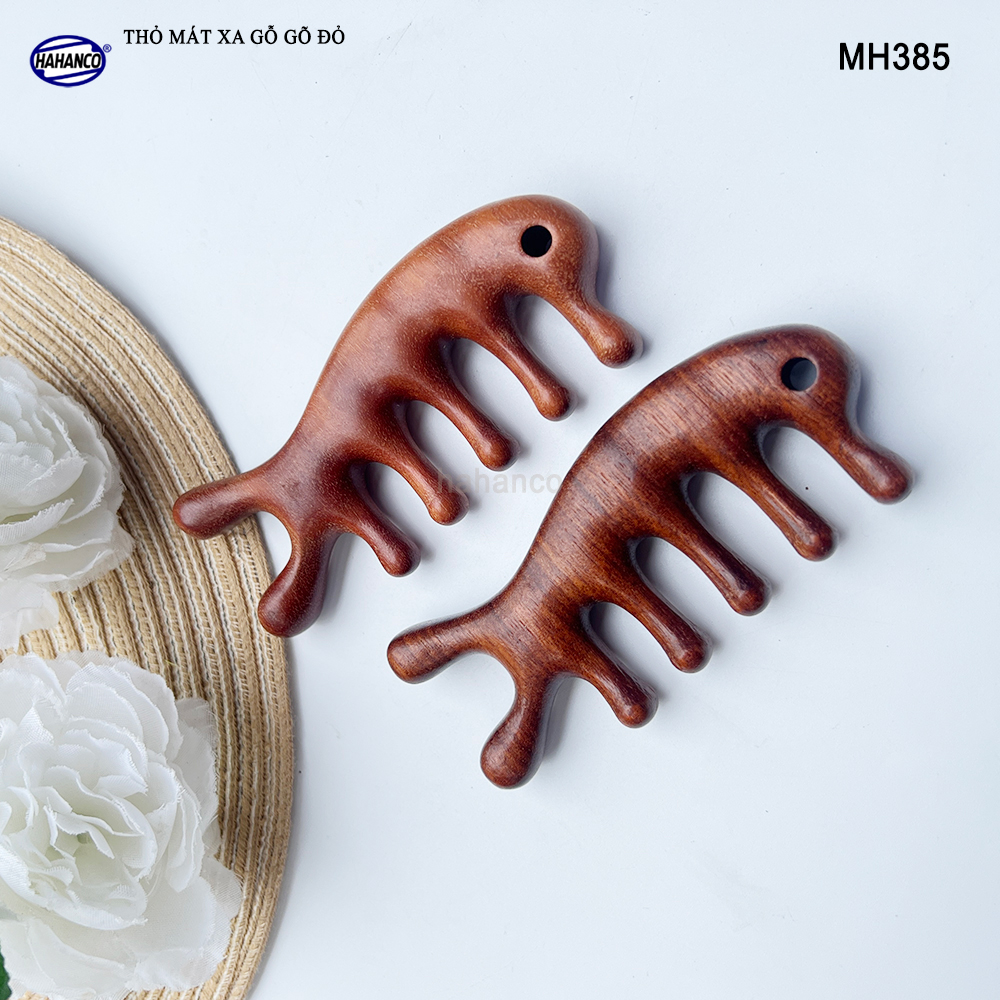 Dụng Cụ Mát Xa Tai Thỏ 5 Răng Gỗ Gõ Đỏ Thư Giãn Giảm Dụng Tóc - HAHANCO - MH385