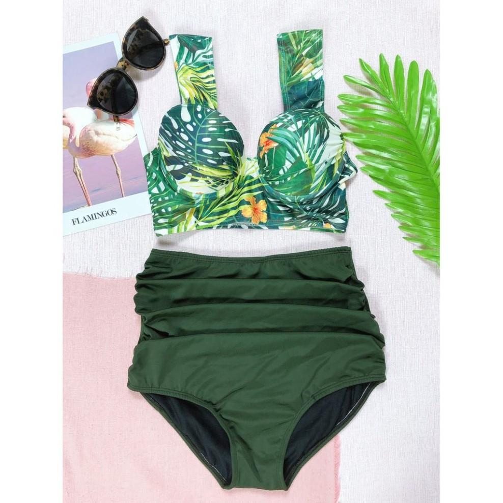 freeship Bikini hai mảnh xanh lá đẹp mặc đi biển sexy