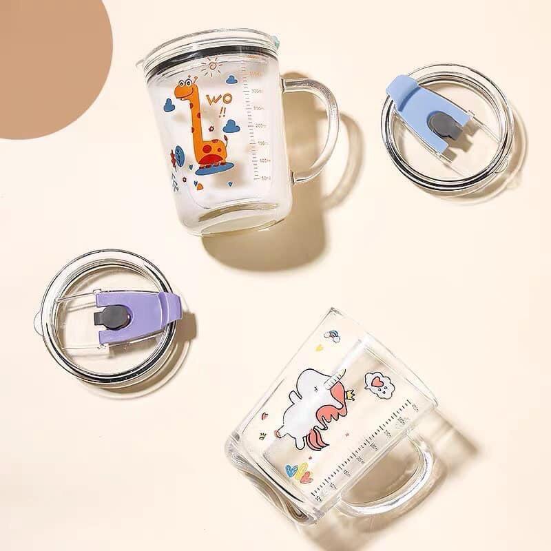Cốc Thuỷ Tinh Chia Vạch Ml Có Nắp Chống Đổ - Loại Tốt
