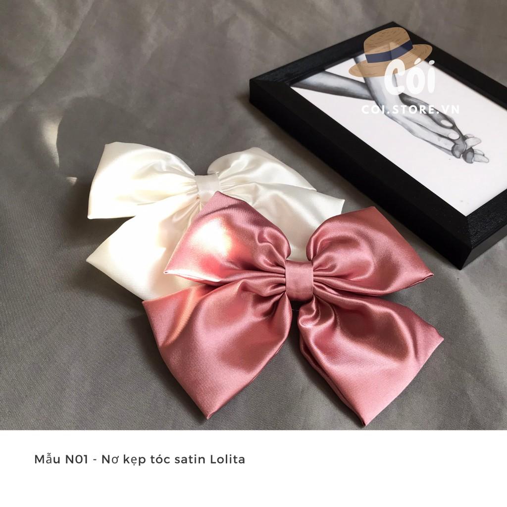 Nơ kẹp tóc lụa satin lolita bản to N01