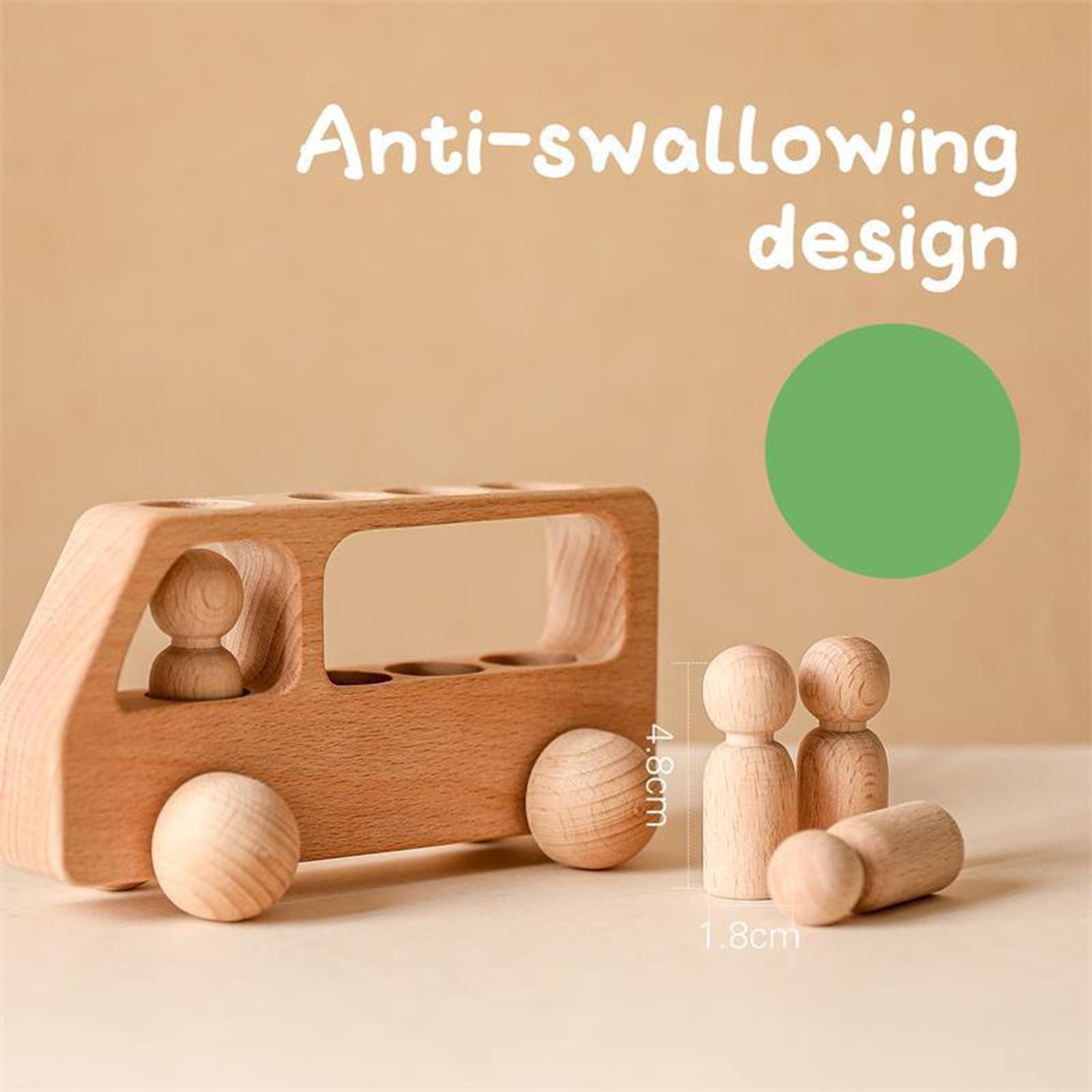 Wooden Car Playset Peg Dolls Learning Educational Toy Playset for Kids Gifts