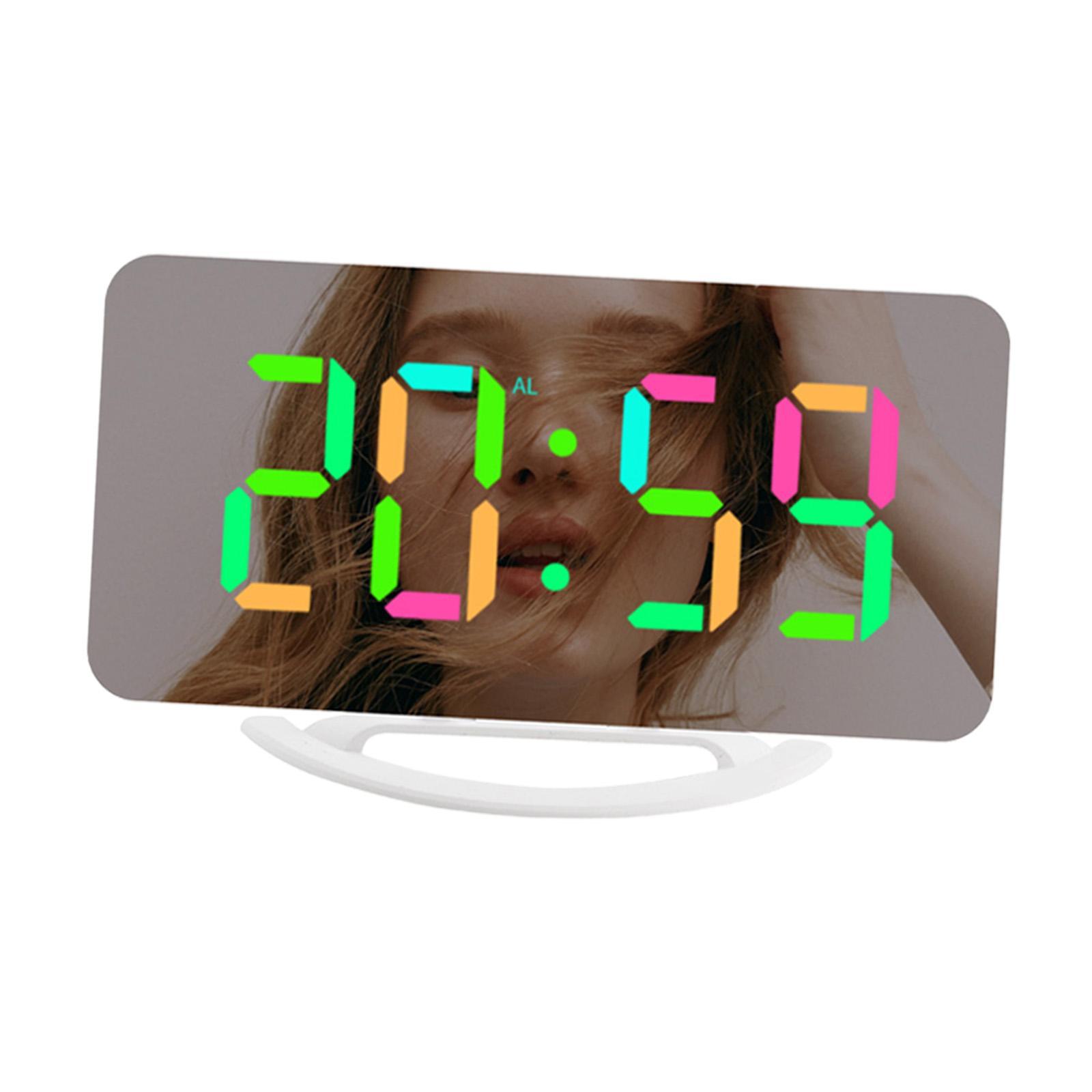 LED Alarm Clock Digital Clock Colorful Snooze Modern LED Clocks 12H 24H Display Electronic Desktop Clock for Hall Bedroom Wall Decor Teens
