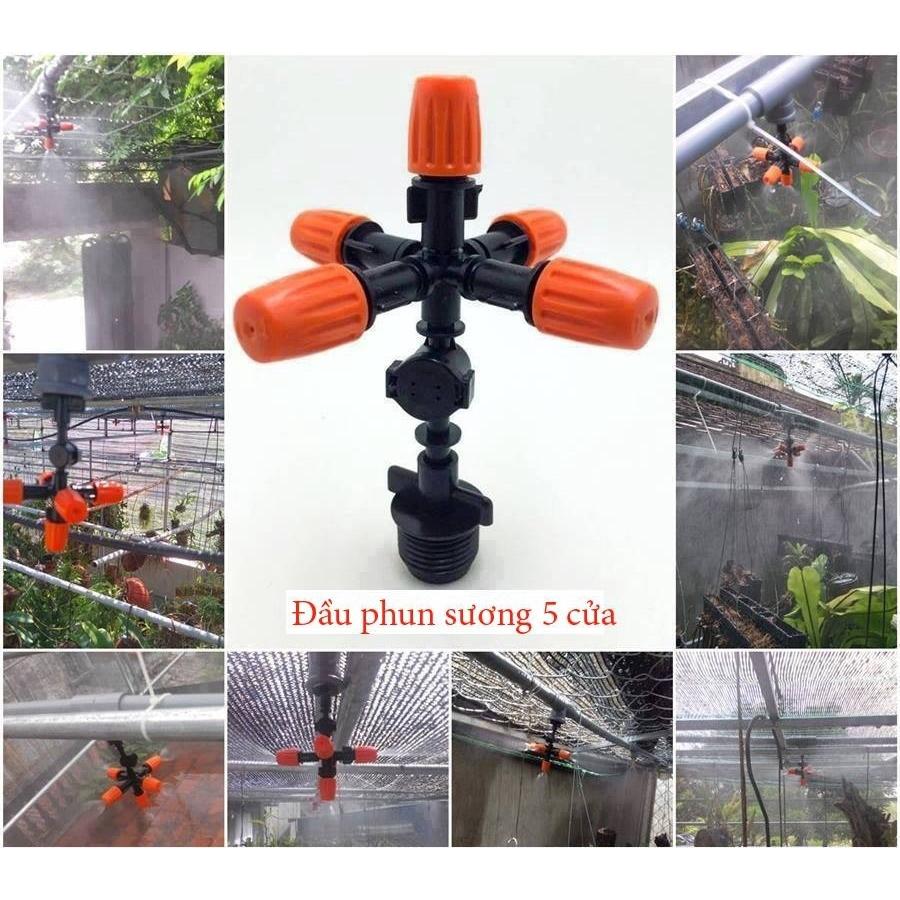 Đầu phun sương 5 cửa bộ có van áp