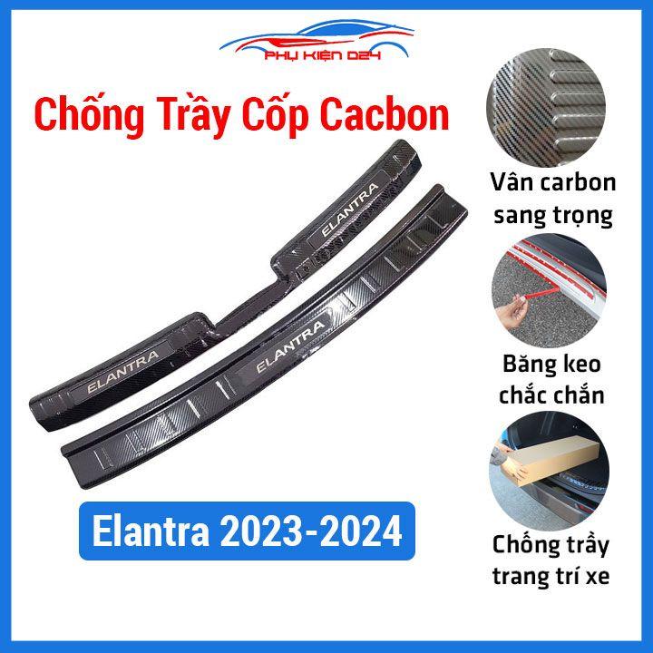 Ốp chống trầy cốp trong ngoài Hyundai Elantra 2023-2024 vân cacbon chống trầy xước, trang trí xe hơi