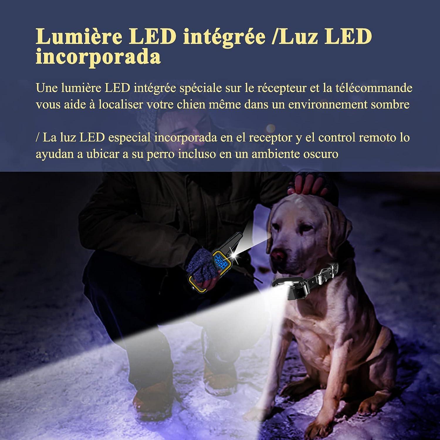 Vòng cổ huấn luyện chó có thể sạc lại, Phạm vi 1000m, với Chế độ rung, âm thanh, sốc tĩnh và ánh sáng,