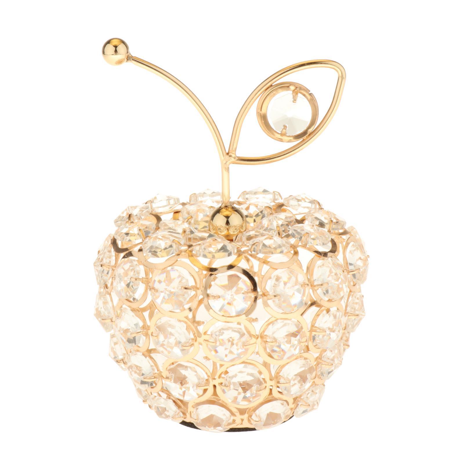 2X Crystal Rhinestone Fruit Ornament Home Wedding Desktop Decor Gift Apple