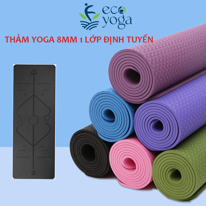 [Tặng Dây Đeo] Thảm Yoga Định Tuyến TPE 1 Lớp 8mm - YOGA QG, Độ Bám Cao, Chống Trơn Trượt, Mềm Mại, Thân Thiện Với Môi Trường, An Toàn Khi Tiếp Xúc Với Da - Hàng chính hãng