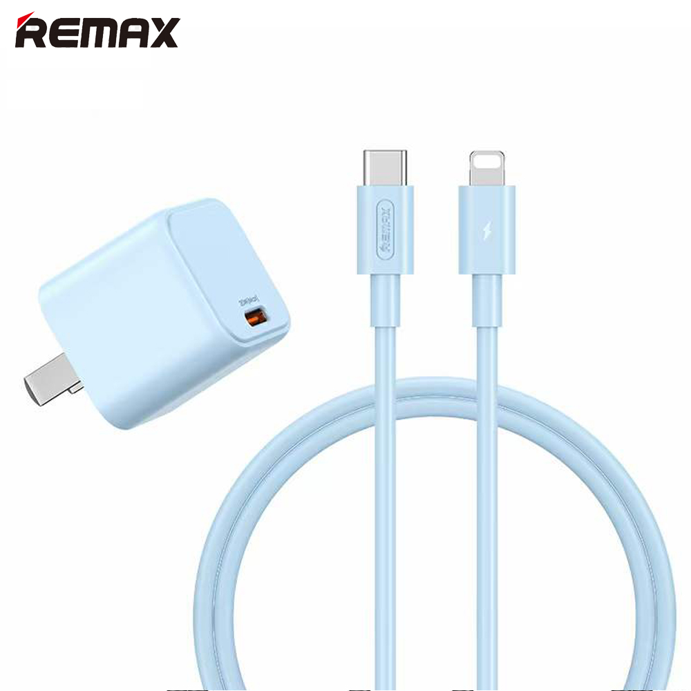 Bộ Sạc Nhanh Remax RP-U7 PD QC 20W Kèm Cáp sạc cho Iphone , Ipad , màu Xanh - Hàng Chính Hãng