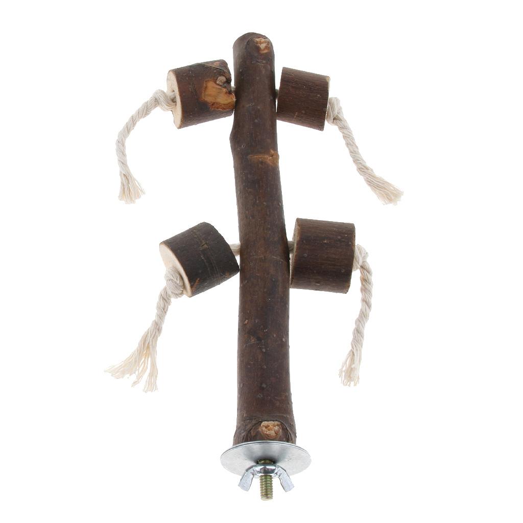 Wood Pet Parrot Stand Toy Parakeet Conure Perches for Bird Cage
