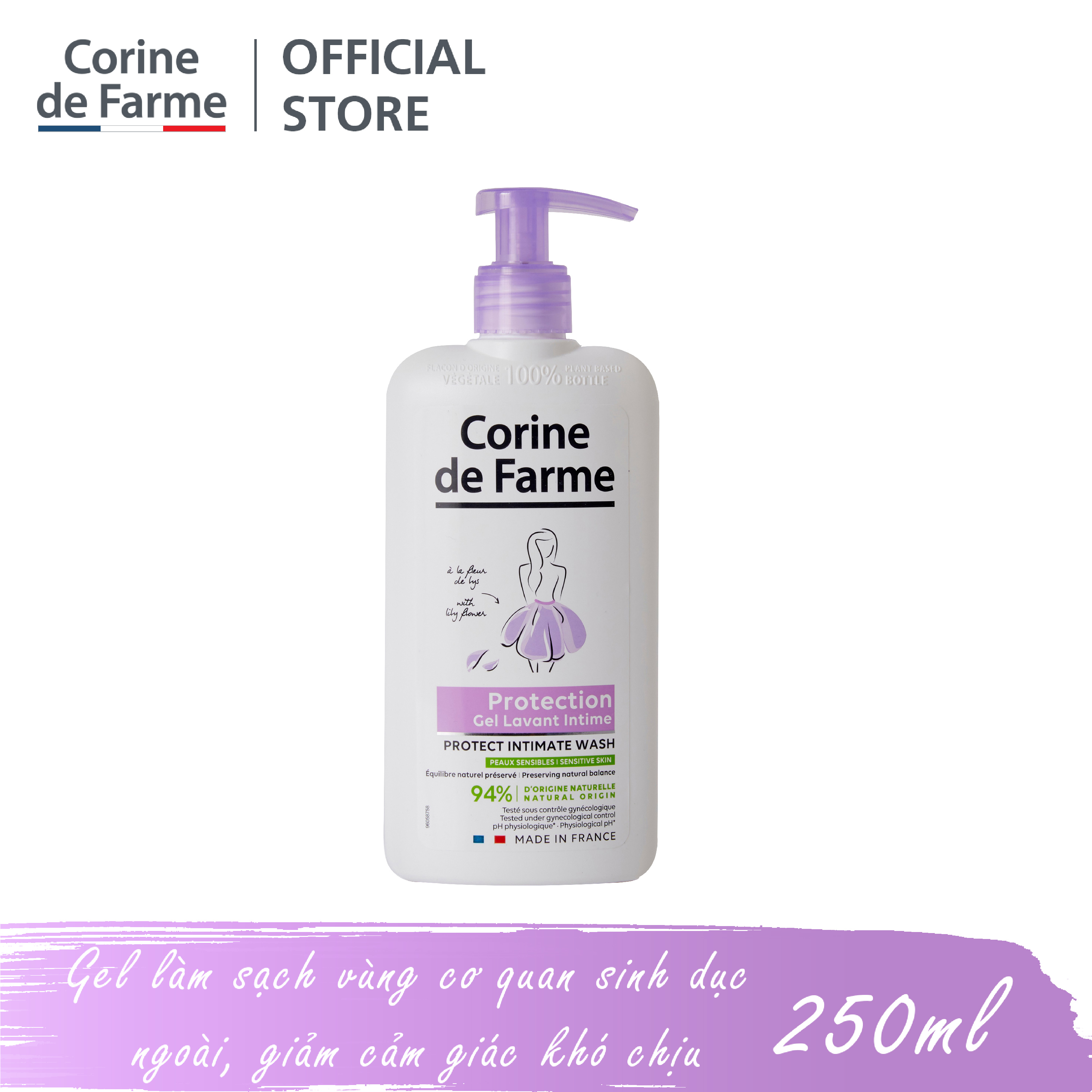 Gel Vệ Sinh Phụ Nữ Corine de Farme Protect Intimate Wash 250ml