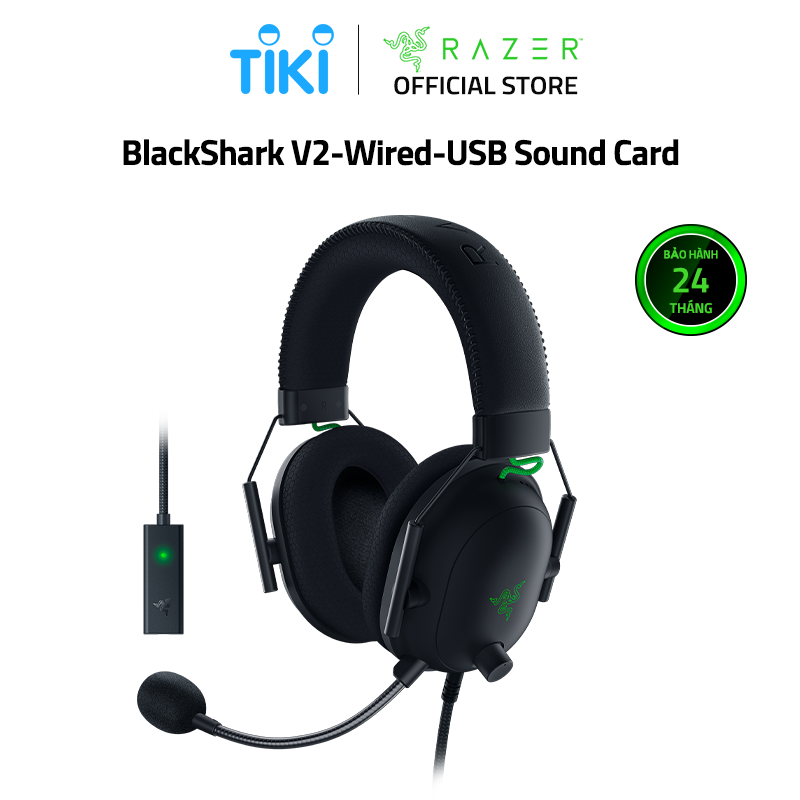 Tai Nghe Razer BlackShark V2 (có soundcard, đệm tai vải) - Hàng chính hãng