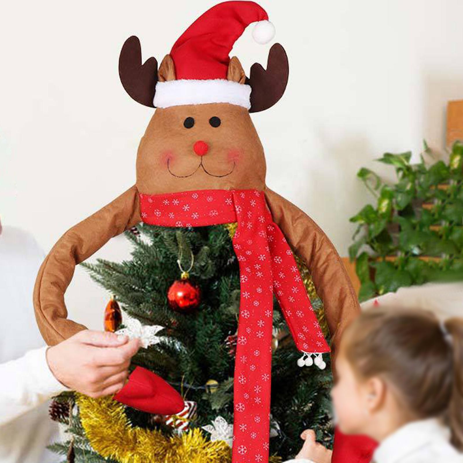 Holiday Topper Elk Doll Tree Top Hat Props for Festival Winter Indoor