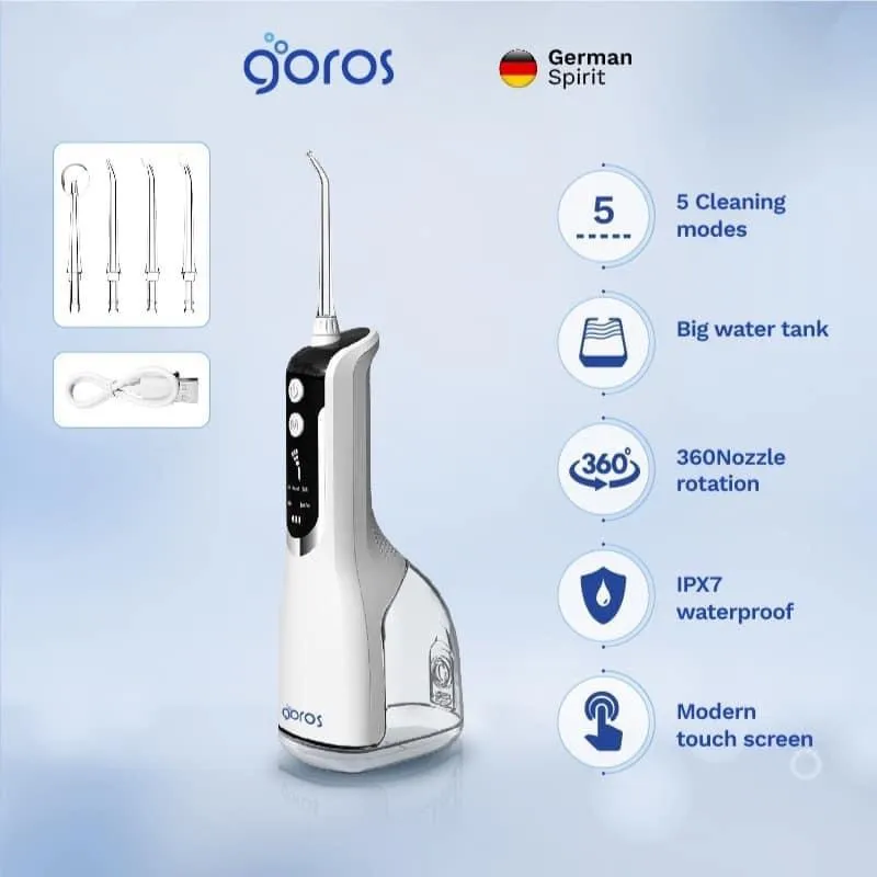 Máy Tăm Nước Cầm Tay GOROS Aqua 360 Water Flosser (Màu Trắng) - Hàng Chính Hãng