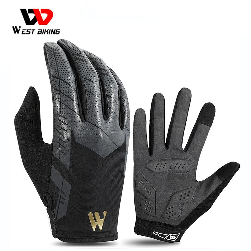 Găng tay đi xe đạp thoáng khí phía tây Touch Màn hình chống trượt chống trượt MTB Găng tay xe đạp thể thao thể thao chạy găng tay xe đạp Color: Black Size: XL