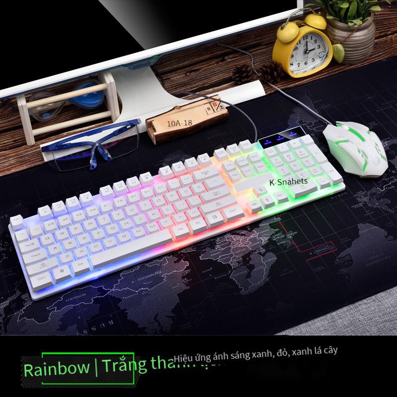 Bộ bàn phím và chuột có dây Viper KM320 phong cách mới nhất treo U+U chữ màu cam trong suốt bộ bàn phím chuột chơi game crack dạ quang