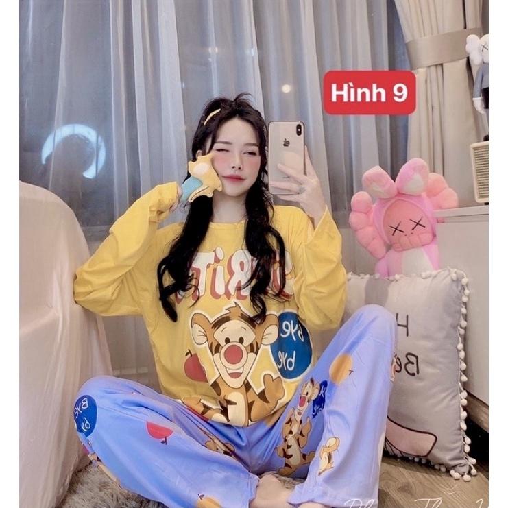 Đồ ngủ nữ, đồ bộ mặc nhà Quảng Châu, thun cotton thoáng mát, hoạ tiết hoạt hình dễ thương