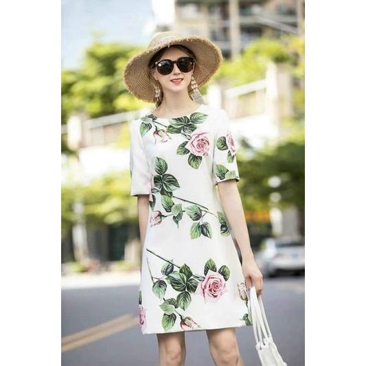 HÀNG NHẬP - ĐẦM SUÔNG LỤA HOA HỒNG