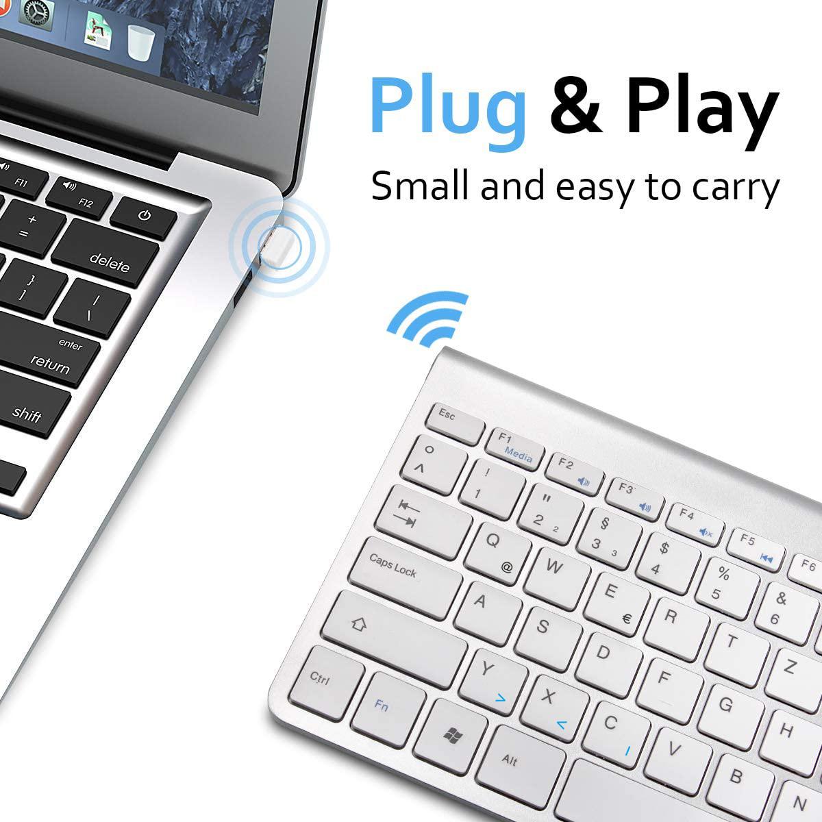 Đức QWERTZ Bàn Phím Không Dây 2.4G Siêu Mỏng Deutsche Bàn Phím Đa Phương Tiện Tiếng Ồn Thấp Cho Laptop Máy Tính Để Bàn Windows Smart Tivi