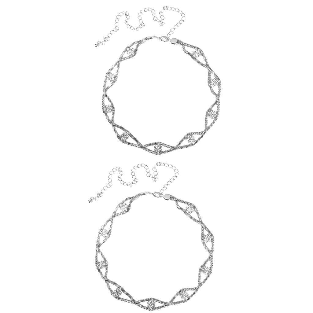 2pcs Rhinestone Women Chain Belt Skinny Waist Belt for Wedding Bridal Dress