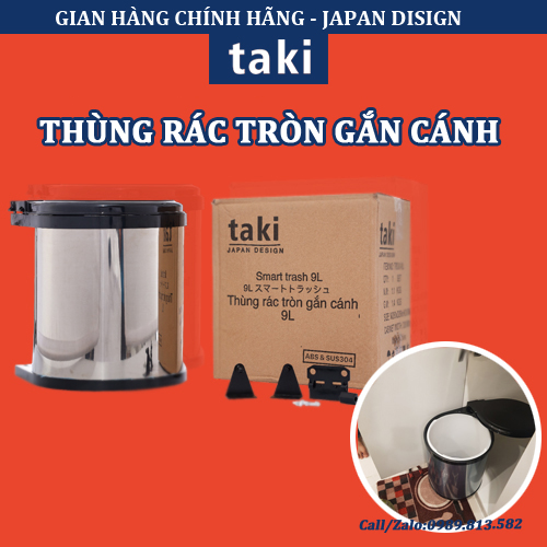 Thùng Rác Tròn Thông Minh TAKI Bọc INOX 304 Không Gỉ - Bảo Hành 10 Năm - Có Thợ Lắp Đặt