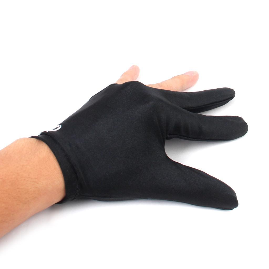 Snooker Billiard Cue Glove Pool Left/Right Hand Three Finger Accessory Black